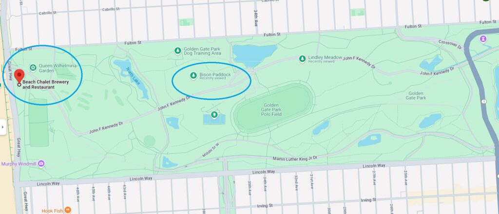 Map of West side of Golden Gate Park.