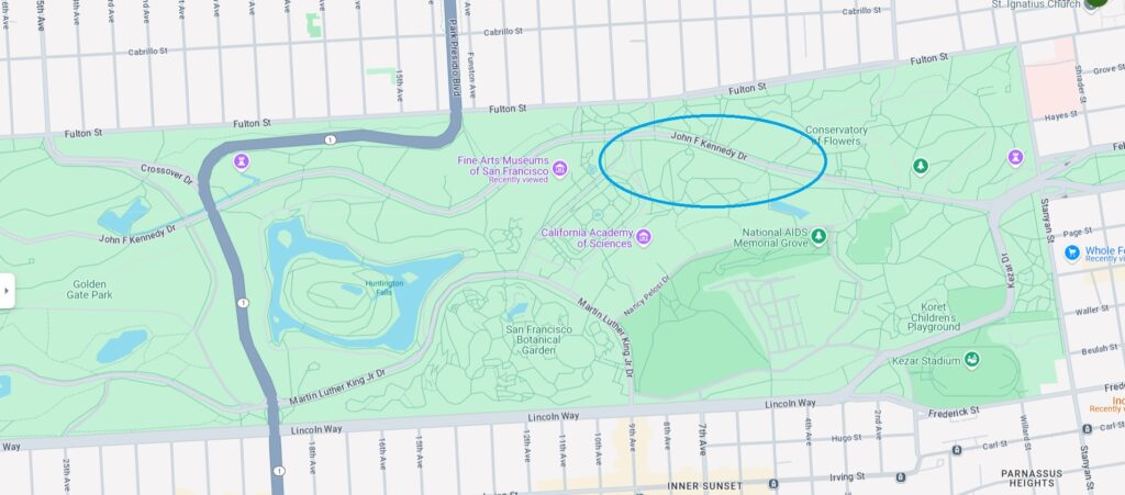 Map of East Side of Golden Gate Park